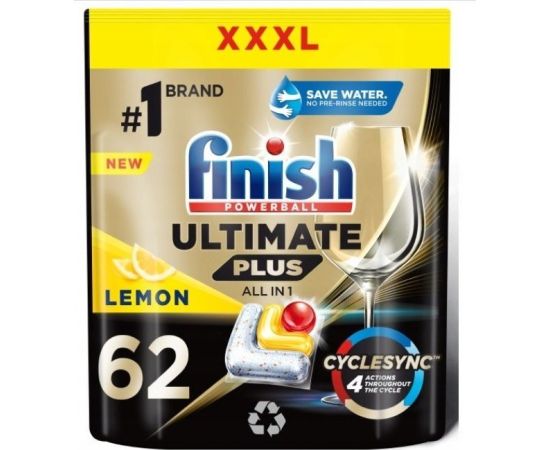 Finish Ultimate Plus Lemon trauku mazgājamās mašīnas kapsulas 62gab