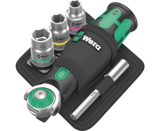 Wera 8009 Zyklop Pocket Set 2, 18-piece, bit set (black/green, reversible ratchet for 3/8, 1/4)