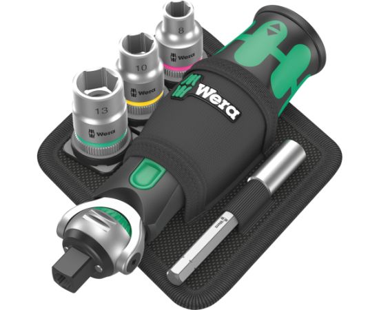 Wera 8009 Zyklop Pocket Set 2, 18-piece, bit set (black/green, reversible ratchet for 3/8, 1/4)