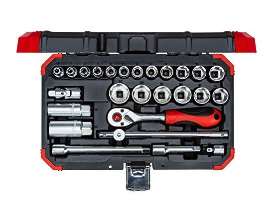 Gedore Red Socket set 3/8 ", 26 pieces (red / black, with Shift-gun, SW 6mm - 24mm)