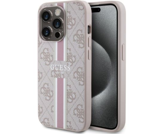Guess Apple  iPhone 15 Pro Case Cover 4G Printed Stripes Pink