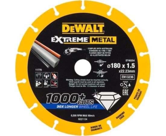 Dimanta griešanas disks DeWalt DT40254-QZ; 180x22,23 mm