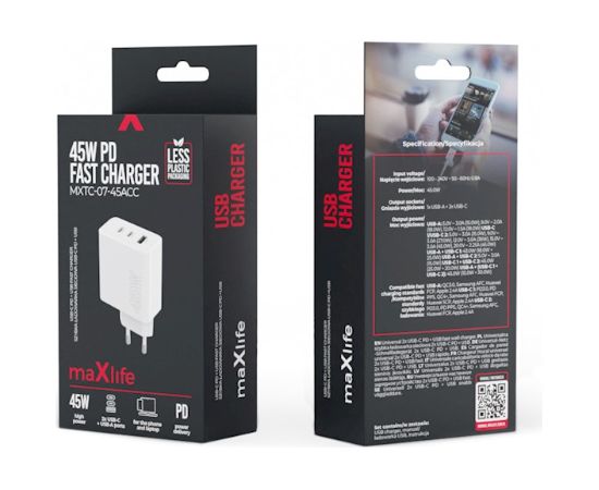 Maxlife MXTC-07-45ACC Tīkla Lādētājs 45W