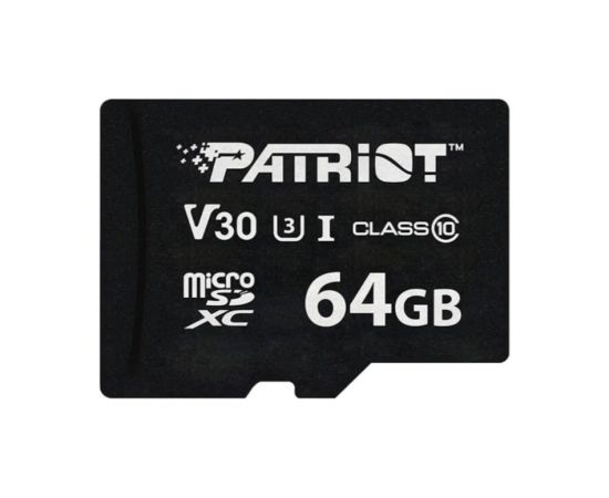 Patriot VX Series 64GB MicroSDXC V30 Class 10 UHS-I U3 4K UHD Memory Card PSF64GVX31MCX