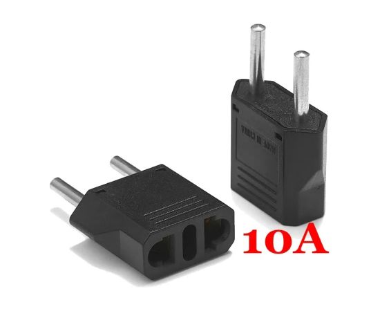 CP CNUS Strāvas ligzdas spraudņa adapters pāreja no USA / CN 2-pin uz Euro 2pin Melna