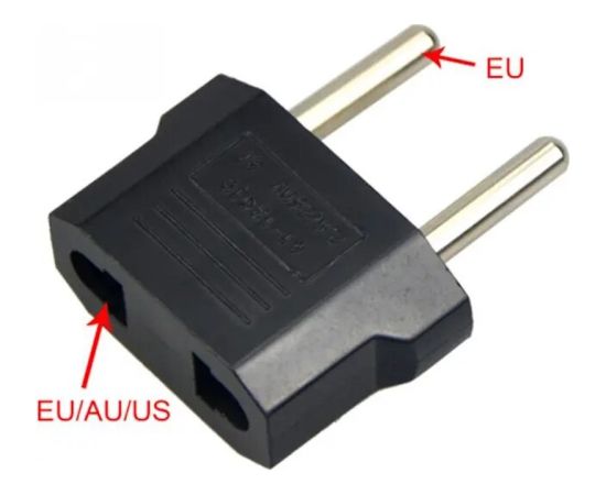 CP CNUS Strāvas ligzdas spraudņa adapters pāreja no USA / CN 2-pin uz Euro 2pin Melna