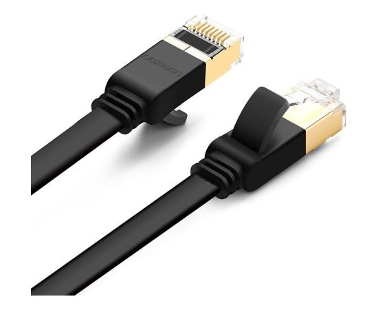 Flat network cable UGREEN NW106 Ethernet RJ45, Cat.7, STP, 10m (Black)