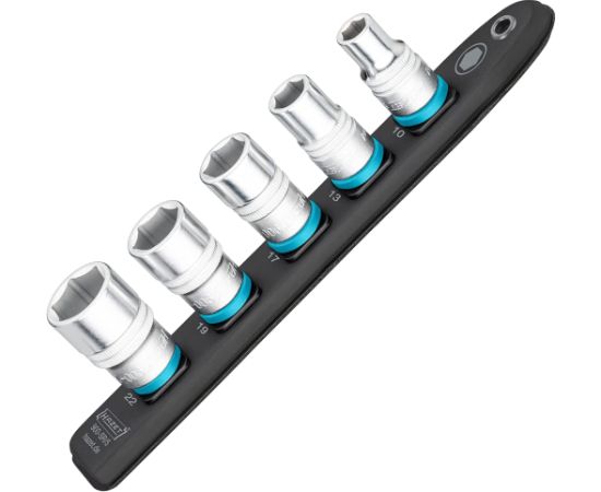 Hazet SmartRail 1/2 socket set hexagon, 5 pieces (black, SW 10 - SW 22, short)