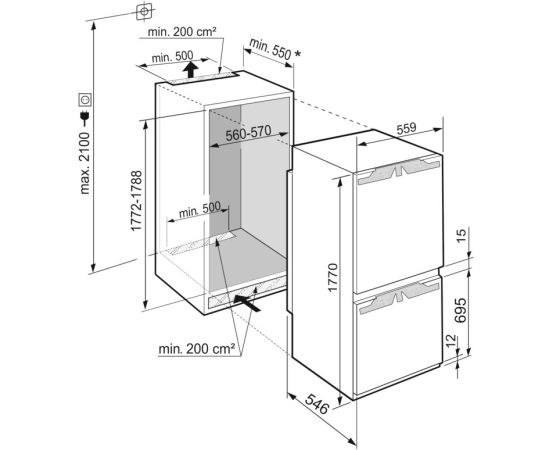 Liebherr ICD 5123 iebūvējamais ledusskapis 177cm