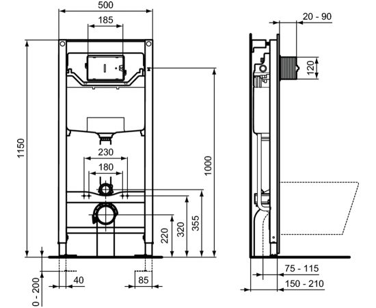 Ideal Standard ProSys™ 120M iebūvējams WC rāmis - gab.