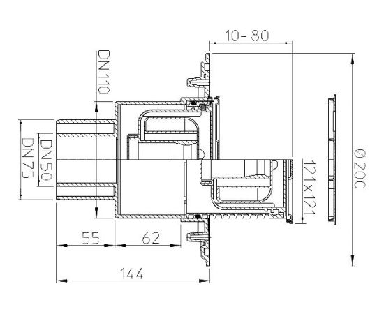 Hl Hutterer & Lechner Gmbh Traps DN50/75/110 vertikāls NT rāmis - gab.