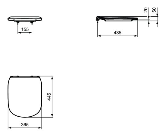 Ideal Standard TESI WC Soft-Close sēdriņķis, Silk Black - gab.