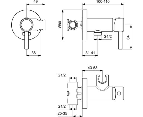 Ideal Standard iebūvējams bidē maisītājs - gab.