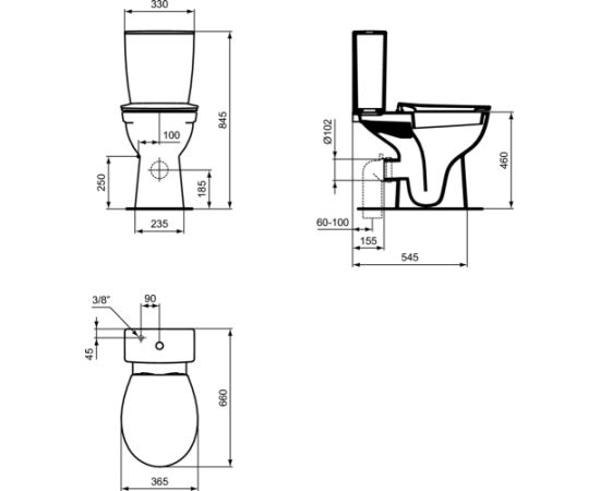 Ideal Standard Eurovit grīdas klozetpods, cilvēkiem ar īpašām vajadzībām - gab.