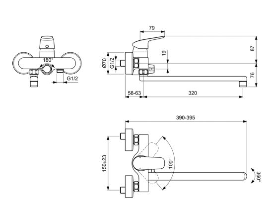 Ideal Standard CERAFLEX vannas maisītājs, hroms