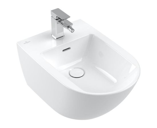 Villeroy & Boch bidē Subway 3.0, stiprināms pie sienas, 375x560 mm, + izplūde ar keramisko vāciņu, balts