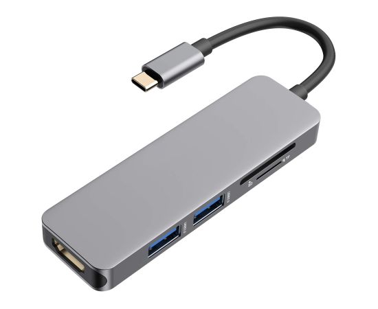 RoGer USB-C Hub 5in1 ar USB 3.0 x2 / HDMI / SD karšu lasītāju / TF karšu lasītāju