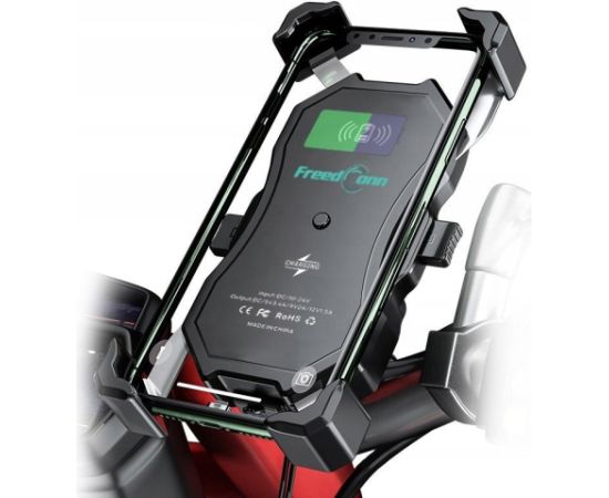 MOTORBIKE PHONE HOLDER FREEDCONN MC1W WITH INDUCTIVE CHARGER + BM2R HEAD TUBE ATTACHMENT