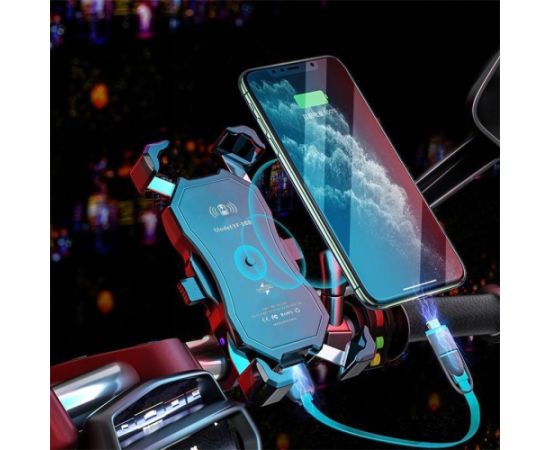 MOTORBIKE PHONE HOLDER FREEDCONN MC1W WITH INDUCTIVE CHARGER + BM2R HEAD TUBE ATTACHMENT