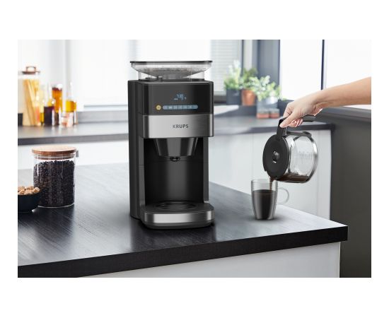 KRUPS KM832810 grind & brew kafijas automāts ar filtru un dzirnaviņām 1.25L melns