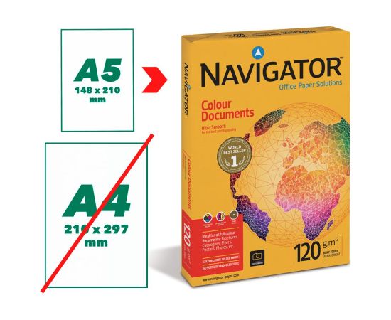 Papīrs NAVIGATOR COLOUR DOCUMENTS A5 120g/m2, 250 loksnes/iepakojumā