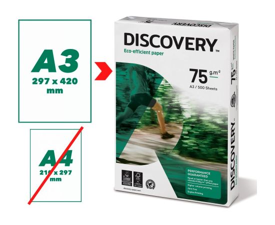 Papīrs DISCOVERY A3 formāts 75g/m2, 500 loksnes/iepakojumā