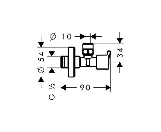 Hansgrohe Stūra ventīlis S 1/2x3/8x10mm, hroms - gab.