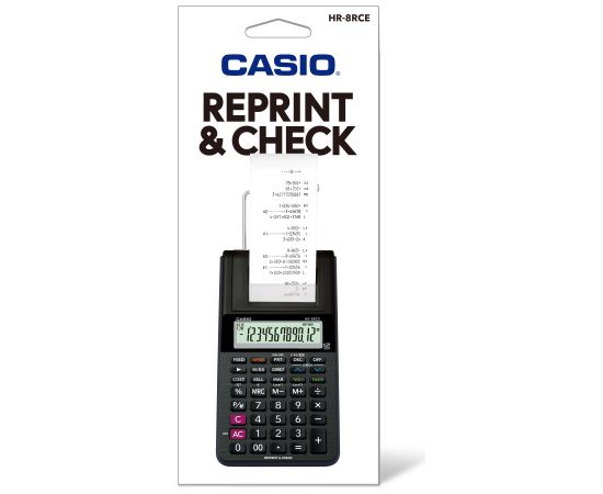 Kalkulators ar printeri CASIO HR-8RCE-BK-S-EC, 42 x 102 x 209 mm