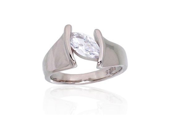 Серебряное кольцо #2101711(PRh-Gr)_CZ, Серебро 925°, родий (покрытие), Цирконы, Размер: 18.5, 5.4 гр.