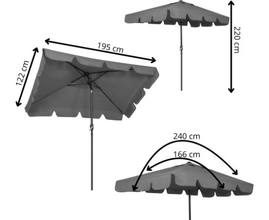 Садовый зонт Springos GU0037 200 X 130 CM