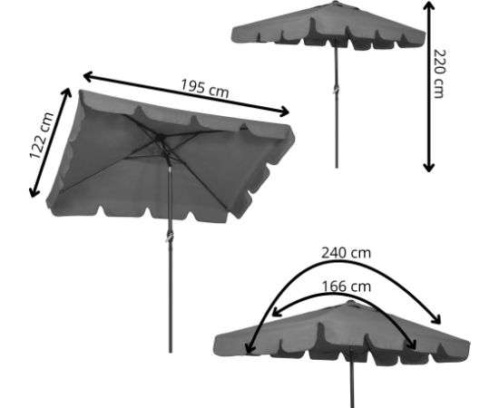 Dārza lietussargs Springos GU0037 200 X 130 CM