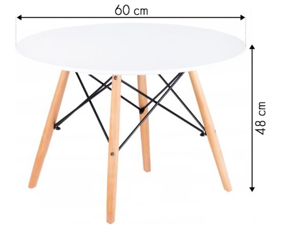 Modernhome Moderns skandināvu kafijas galdiņš ar baltu virsmu 60cm