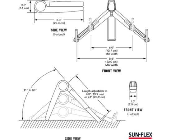 Klēpjdatoru statīvs SUN-FLEX®GRAVITY STAND, metāla, melns / sudraba krāsā