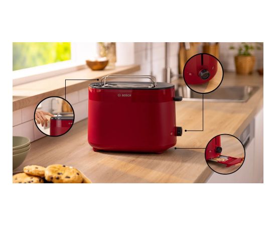 Bosch TAT2M124 toaster 6 2 slice(s) 950 W Red