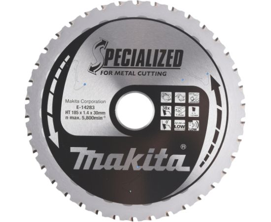 Griešanas disks metālam Makita E-14283; 185x30 mm; Z38; 0°