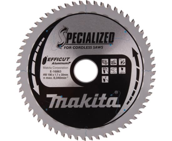 Griešanas disks alumīnijam Makita E-16863; 190x30 mm; Z60; 0°