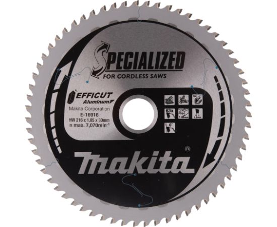 Griešanas disks alumīnijam Makita E-16916; 216x30 mm; Z63; 0°