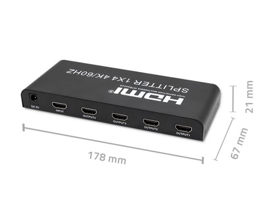 Qoltec 51799 Active HDMI Splitter 4 x HDMI 4K x 2K | 6Gb/s | 60Hz