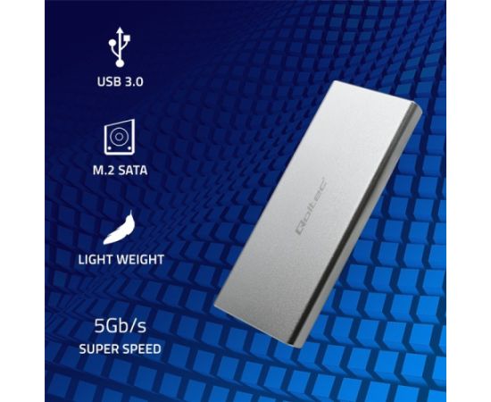 Qoltec 51833 Enclosure | M.2 SSD drive | SATA | NGFF| USB 3.0 | Super speed 5GB/s | 2TB | Silver