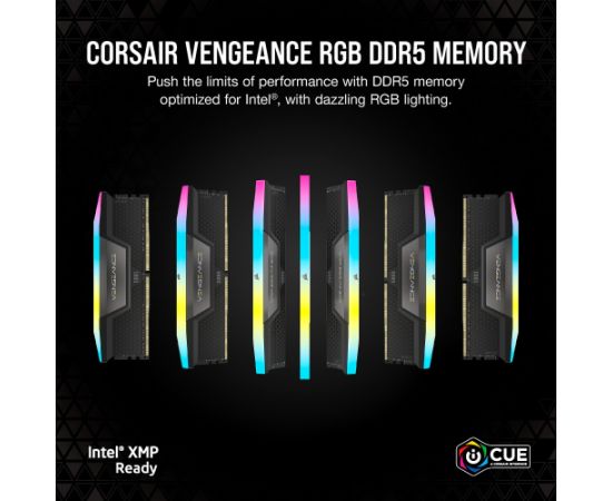 Corsair DDR5 - 32GB - 6000 - CL - 30 (2x 16 GB) dual kit, RAM (black, CMH32GX5M2B6000C30, Vengeance RGB, INTEL XMP)