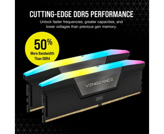 Corsair DDR5 - 32GB - 6000 - CL - 30 (2x 16 GB) dual kit, RAM (black, CMH32GX5M2B6000C30, Vengeance RGB, INTEL XMP)