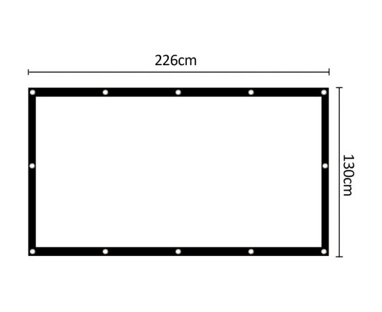 Maclean MC-981 Projection Screen, 100", 220x124cm, 25mm 16:9 Border, Tension Hooks, White