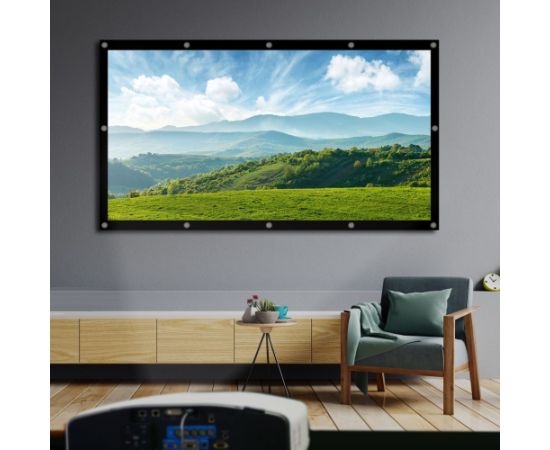 Maclean MC-982 Projection Screen, 120", 265x149cm, 25mm 16:9 Border, Tension Hooks, White