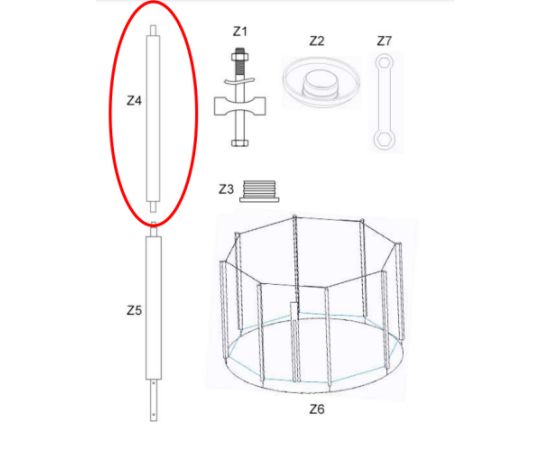 Zipro Górny słupek stelaża siatki zewnętrznej do trampoliny 14FT/435cm