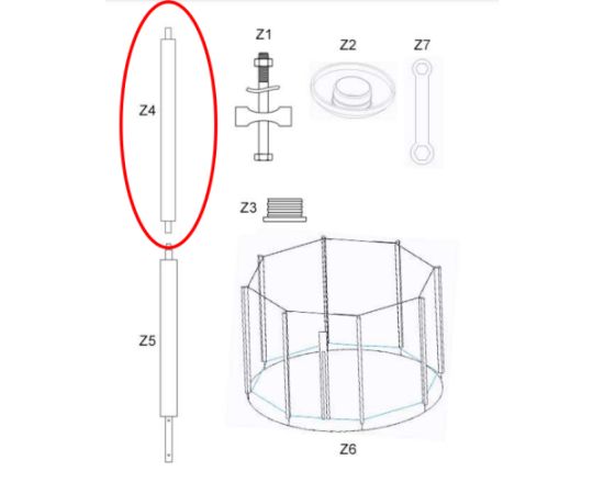 Zipro Górny słupek stelaża siatki zewnętrznej do trampoliny 8FT/252cm