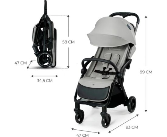 Sporta rati Kinderkraft Apino, Dove Grey Bērnu rati