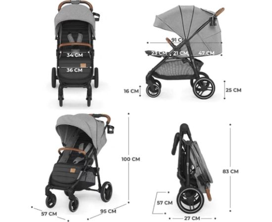 Kinderkraft Wózek spacerowy GRANDE PLUS GREY