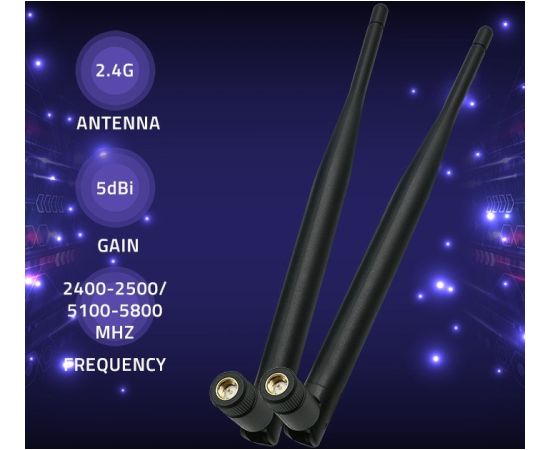 Qoltec 57046 Wi-Fi antenna 2.4/2.5 GHz | 5.1/5.8 GHz | 5dBi | omnidirectional | Indoor