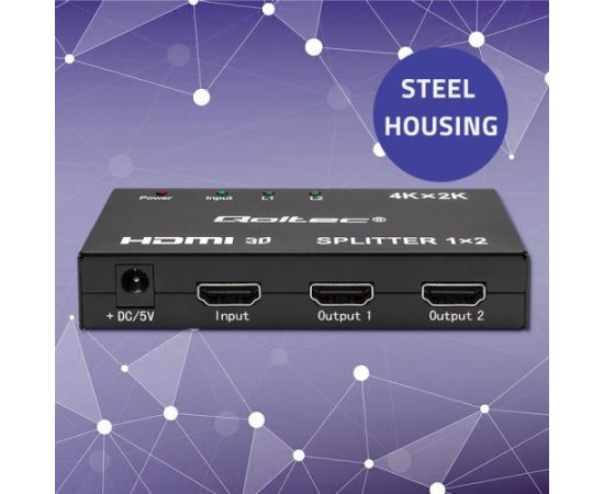 Qoltec 51796 Active HDMI Splitter 2 x HDMI 4K x 2K | 3.4Gb/s