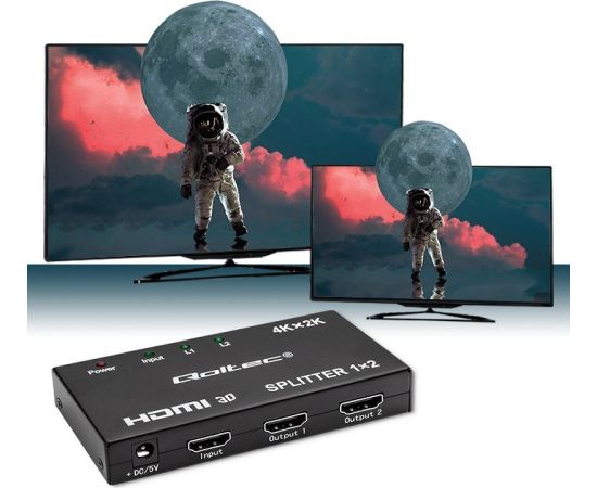 Qoltec 51796 Active HDMI Splitter 2 x HDMI 4K x 2K | 3.4Gb/s